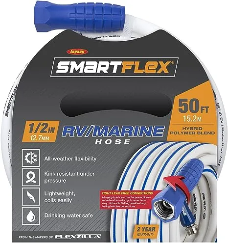 SmartFlex RV/Marine Hose 1/2in x 50ft 3/4in 11 1/2 GHT Fittings