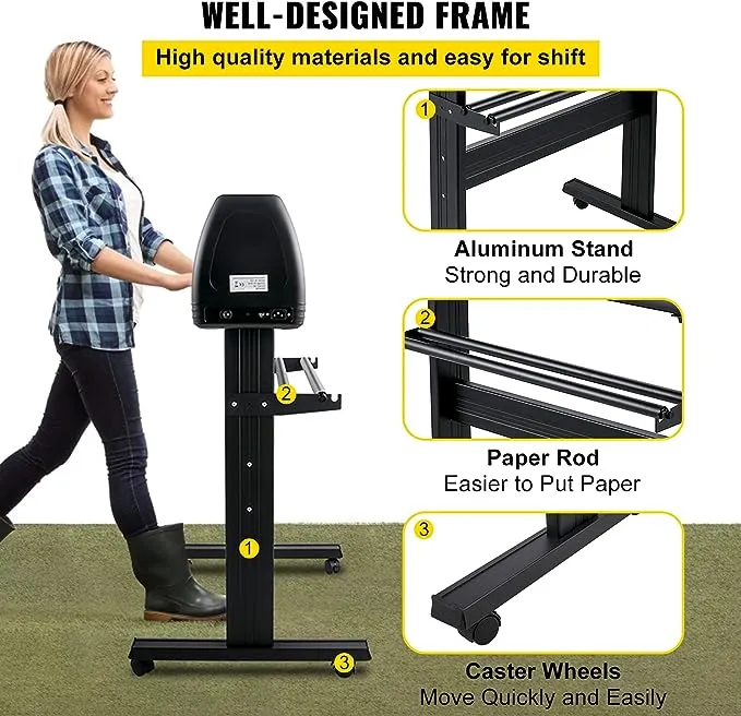 VEVOR Máquina cortadora de vinilo, trazador de vinilo de 28 pulgadas, cortador de trazador de pantalla LCD, rodillos ajustables de doble resorte, trazador de señales con software Signmaster para diseño y corte