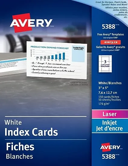 Avery Laser Inkjet Printable Index Cards