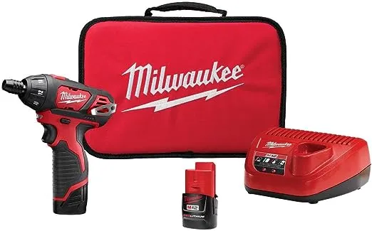 M12 12V Lithium-Ion Cordless 1/4 in. Hex Screwdriver Kit with Two 1.5Ah Batteries, Charger and Tool Bag