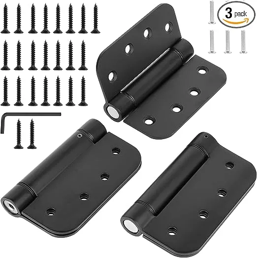 2 Pack of Matte Black Door Hinges - 4 Inch x 4 Inch Black Spring Loaded Door ...