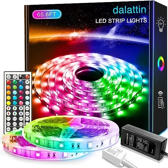 dalattin 65.6ft Led Lights for Bedroom Led Strip Lights Color Changing Lights with 44 Keys Remote,2 Rolls of 32.8ft