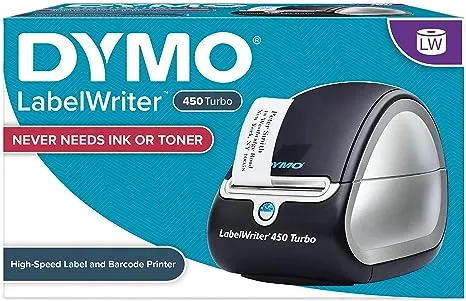 DYMO Label Printer | LabelWriter 450 Turbo Direct Thermal Label Printer, Fast Printing, Great for Labeling, Filing, Mailing, Barcodes and More, Home & Office Organization