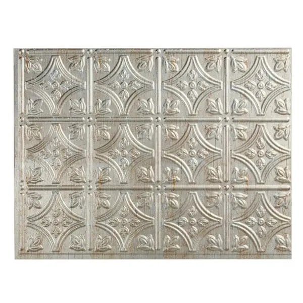 Fasade 18in x 24in Traditional 1 Vinyl Backsplash in Vintage Metal 5-Pack