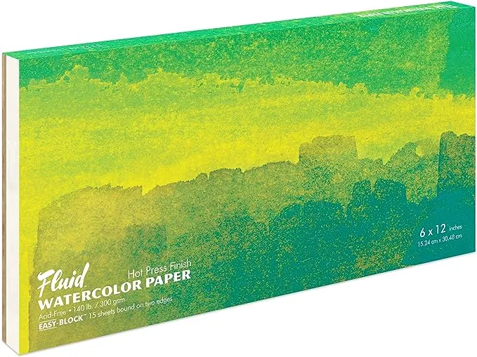 Fluid Hot Press Watercolor Paper Block 9 in. x 12 in. 15 Sheets