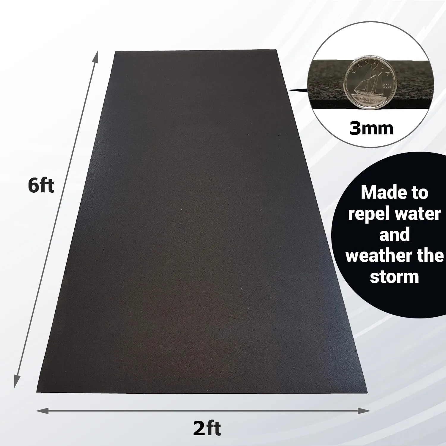 6 ft. x Black Rubber Fitness Utility Mat