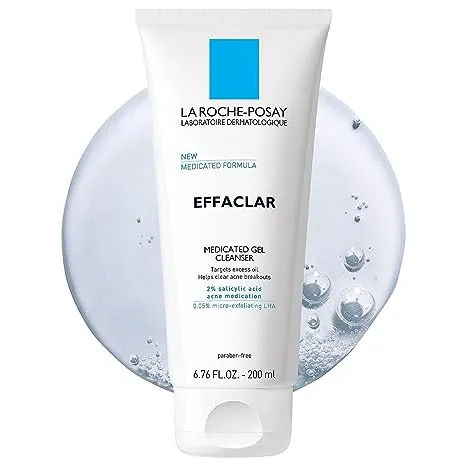 La Roche Posay Effaclar Acne Face Cleanser, Medicated Gel Face Cleanser with Salicylic Acid for Acne Prone Skin - Unscented - 6.76 fl oz