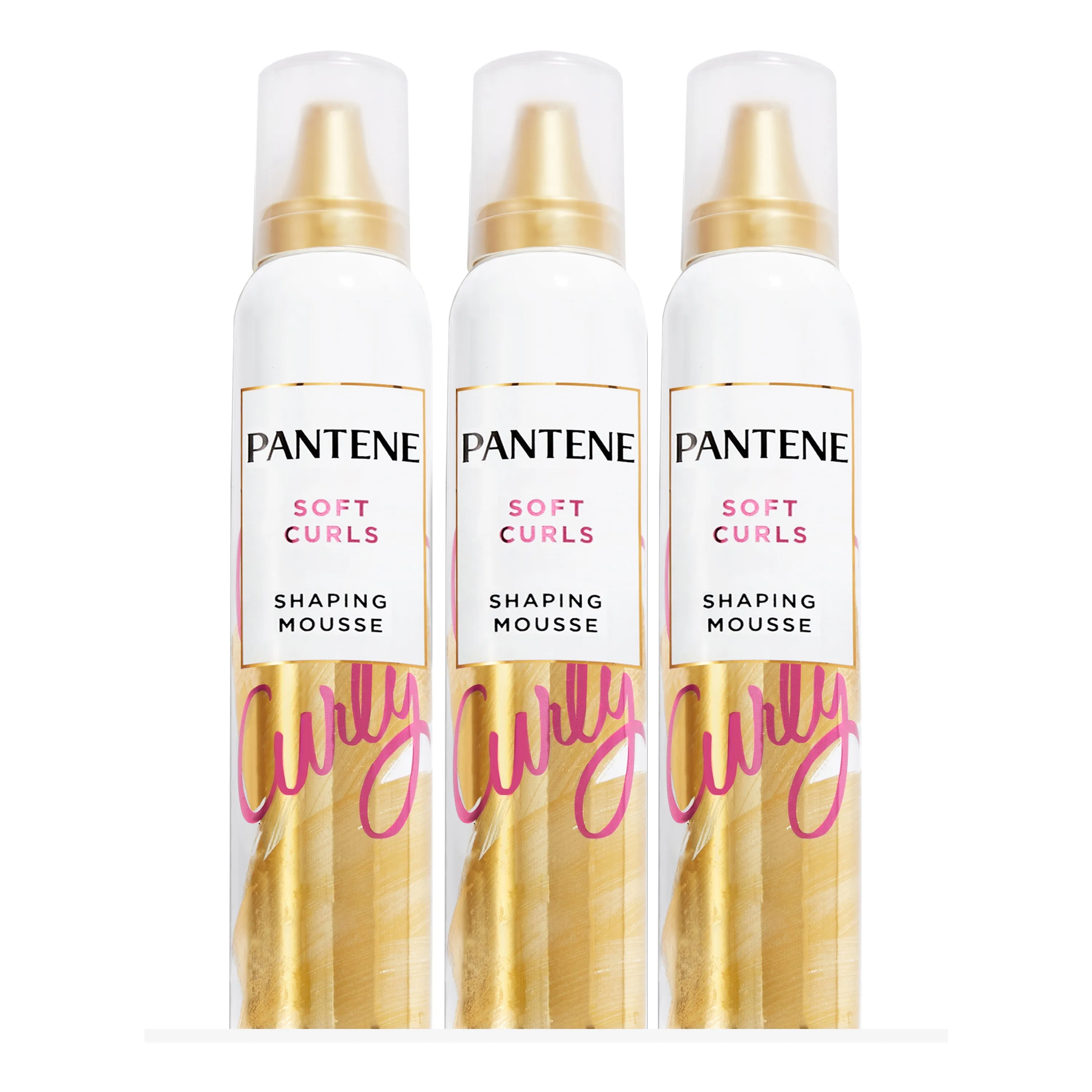 Mousse Pantene Curl para cabelos cacheados, doma o frizz para cachos macios e tocáveis, 6,6 onças (pacote com 3)