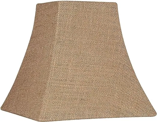 Burlap Small Square Lamp Shade 5.25" Top x 10" Bottom x 9.5" Slant x 9" High (Spider) Replacement with Harp and Finial - Springcrest