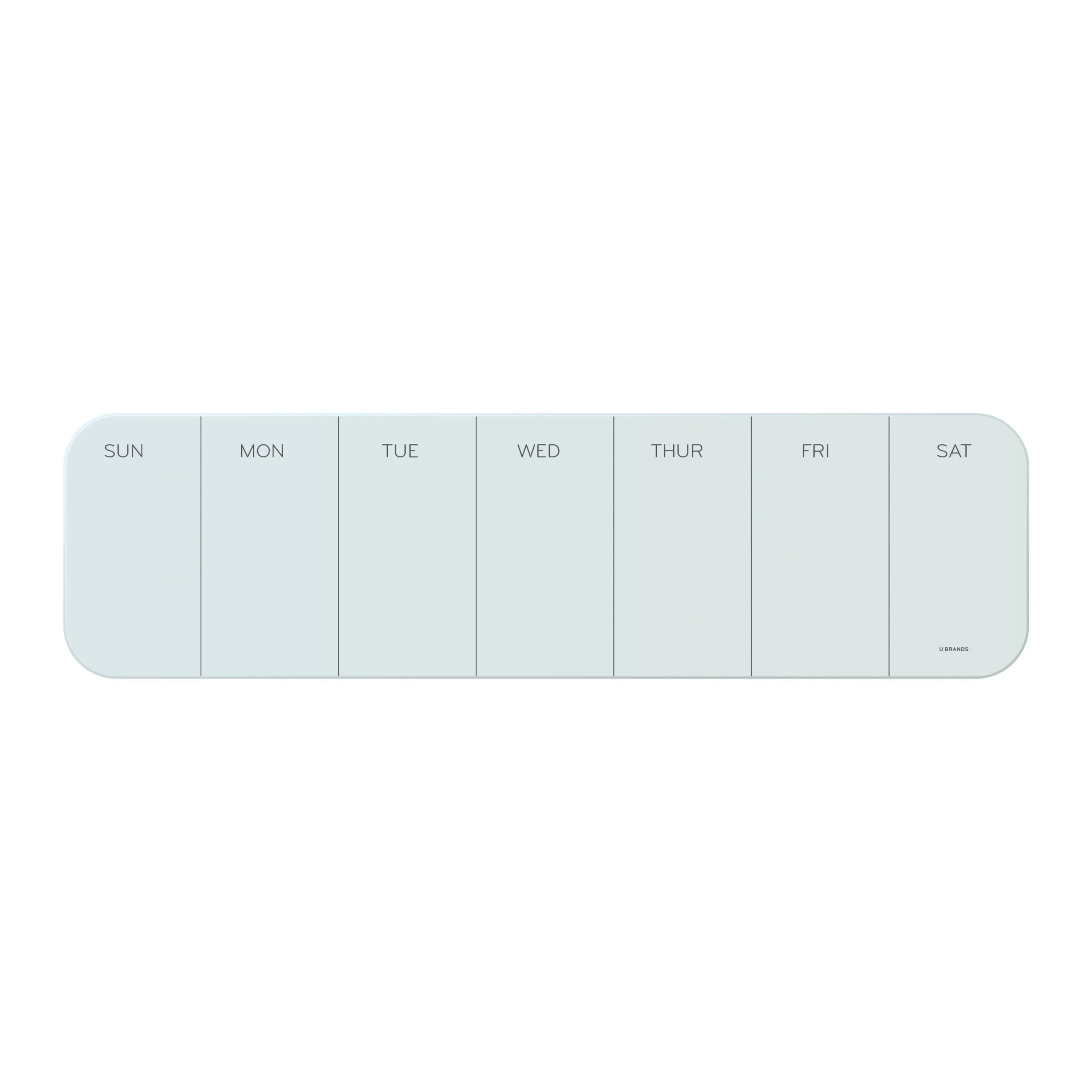 U Brands Magnetic Cubicle/Wall Glass Dry-Erase Weekly Calendar Board, 20 X 5.5 Inches, White Frosted Surface, Frameless