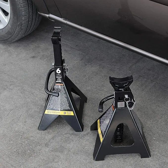 Torin AT43002AB-1 Double Locking Steel Jack Stands, 3 Ton (6,000 LBs) Capacity, Black, 1 Pair