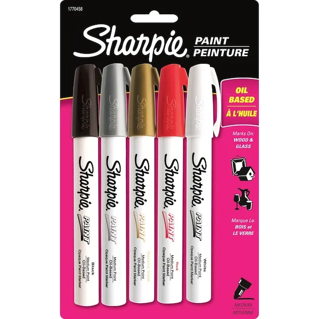 Sharpie Oil-Based Paint Markers, Medium Tip, Assorted, 5/Pack (1770458)