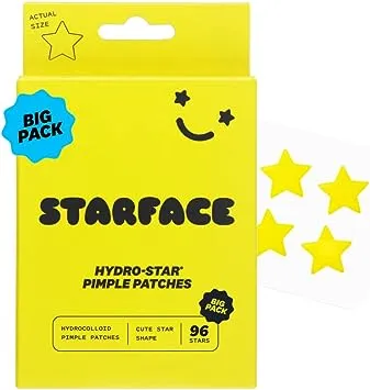 Starface Hydro-Stars BIG PACK, parches hidrocoloides para espinillas, absorben líquidos y reducen el enrojecimiento, bonita forma de estrella, cuidado de la piel sin crueldad animal (96 unidades)