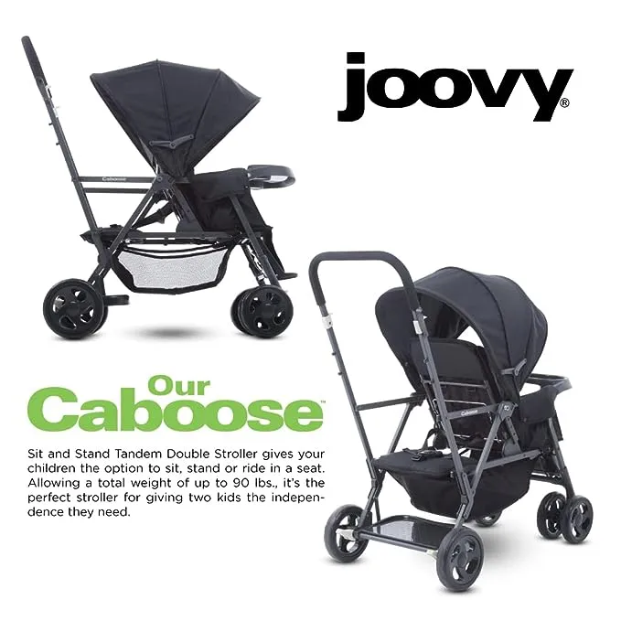 Joovy Caboose Sit and Stand Stroller, Solid Print Black