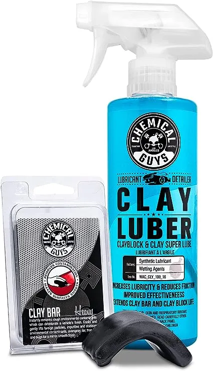 Chemical Guys CLY_KIT_1 Heavy Duty Clay Bar and Luber Synthetic Lubricant Kit, 16 oz, 2 Items, Black