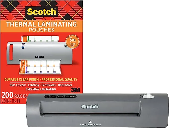 Scotch Thermal Laminator, 2 Roller System for a Professional Finish, Use for Home, Office or School, Suitable for use with Photos (TL901X), Silver/Black, TL901C