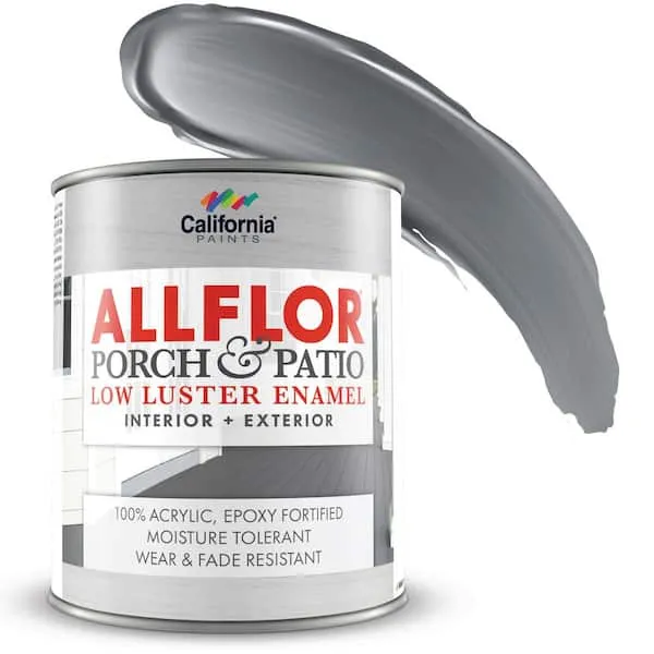 ALLFLOR Porch, Patio and Floor Enamel Paint, Coast Guard Gray, 1 Quart, Extremely Durable Water-Based Formula, Ideal for Patios, Pool Decks, Basements & More