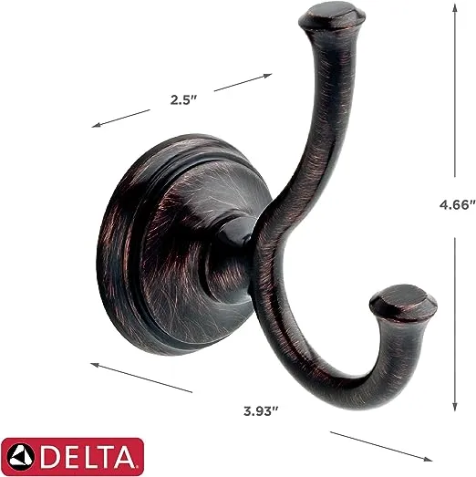 Delta 79735-RB Cassidy Double Robe Hook, Venetian Bronze