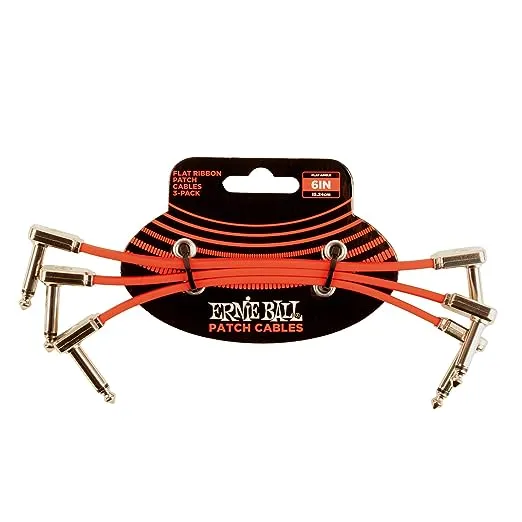 Ernie Ball 6" Flat Ribbon Patch Cable 3-Pack Red