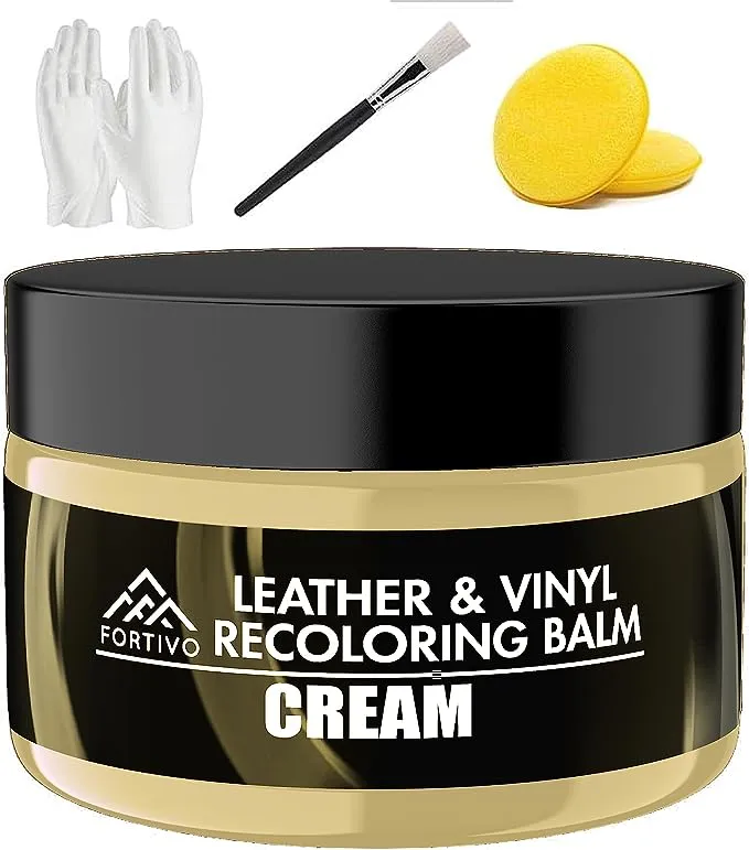 FORTIVO Dark Brown Leather Recoloring Balm - Leather Repair Kits for Couches - Leather Usedr for Couches Brown Car Seat, Boots - Leather Couch Repair Kit- Dark Brown Leather Dye