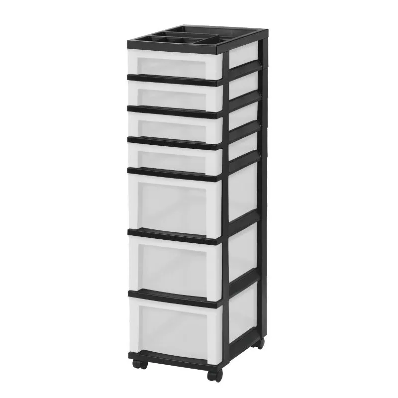 IRIS MC-3100-TOP 10-Drawer Cart with Organizer Top Black/Pearl