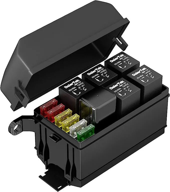 DaierTek 12V Relay Box 6 Slots Fuse Relay Block 6 Slots ATC/ATO Fuse and Relay Block with Relay Universal Fuse and Relay Box Kit for Truck Marine Boat