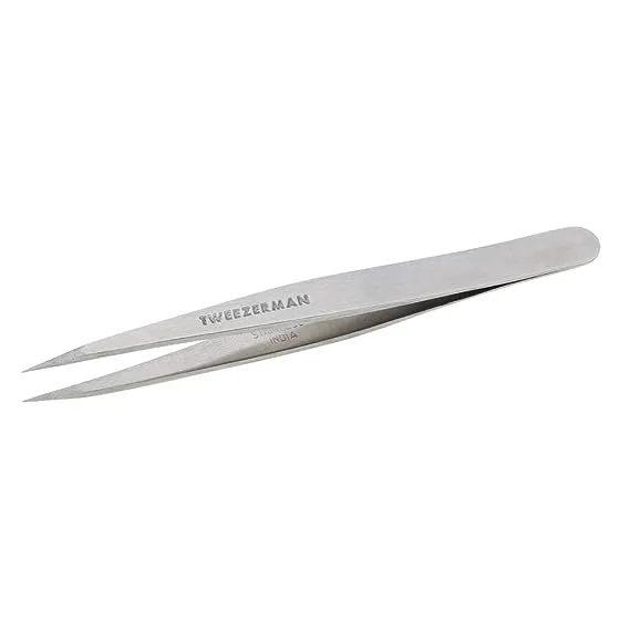 Tweezerman Stainless Steel Point Tweezer - Eyebrow Precision Tweezers, Facial and Ingrown Hair Removal (Classic Stainless)