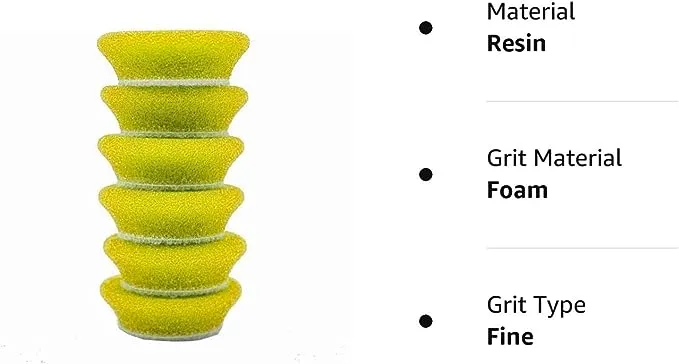 RUPES Orbital Foam Polishing pad for Car Sanding, Polishing & Waxing, Dual Action Polisher Pad, Car Cleaning Supplies for Compounding (Yellow, 34/40mm, 6 pcs, Fine) 