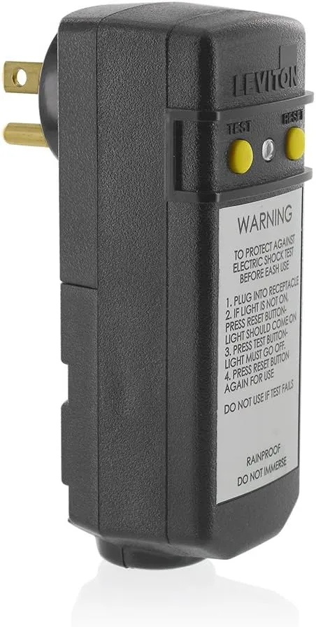 Leviton 16693 15-Amp, 120-Volt, Grounded, Compact Automatic Reset Right Angle GFCI, RoHS Compliant, Black