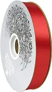 McGinley Mills 7/8" W Acetate Satin Ribbon, Red, 100 Yard Spool