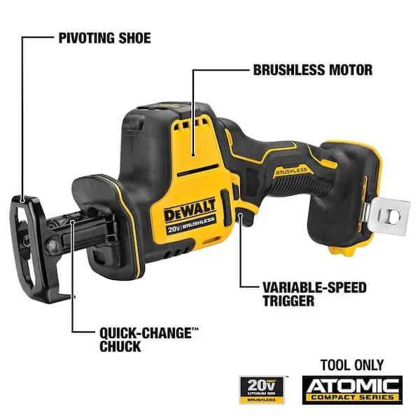 DEWALT ATOMIC 20V MAX* Reciprocating Saw, One-Handed, Cordless, Tool Only (DCS369B)