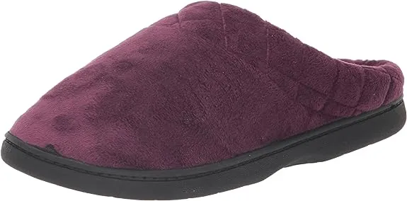 Dearfoams Women's Darcy Quilted Cuff Velour Clog Slipper - Aubergine Size M