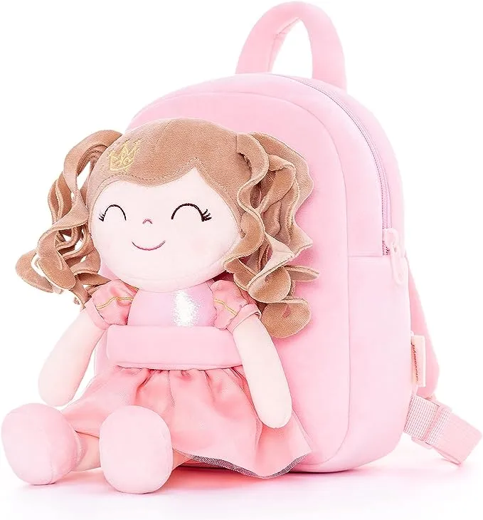 Gloveleya Kids Backpack Toddler Girl Backpacks Kindergarten Soft Plush Curly Hair ...