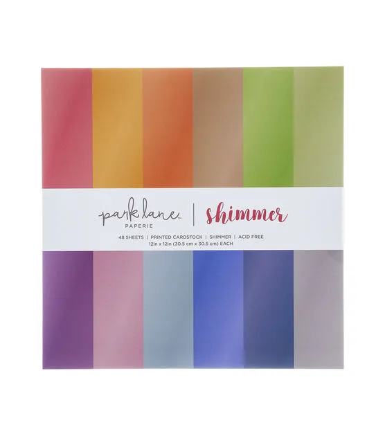 Shimmer Cardstock Paper, 48 Sheets - 12x12 Pearlescent Scrapbook Paper in Assorted Colors - Cardstock Variety Pack for Crafts