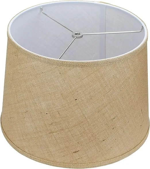 FenchelShades.com 12" Top Diameter x 14" Bottom Diameter 10" Slant Height Fabric Barrel Lampshade Spider Attachment (Burlap Natural)