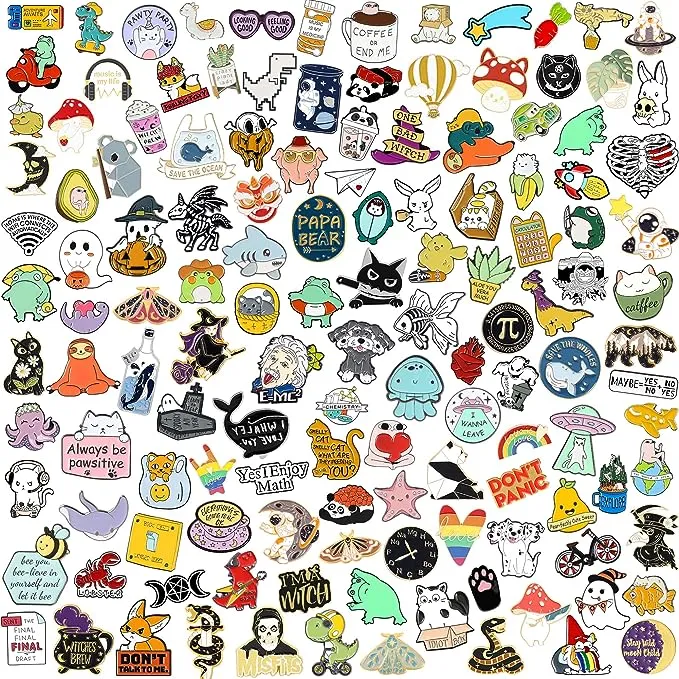 SINCCO 20/40 PCS Cute Enamel Backpack Pins, Funny Enamel Pins Bulk Set Cool Button Pins Aesthetic Brooch Lapel Pins Anime for Backpacks, Jackets, Hats, Kids, Girls, Gifts