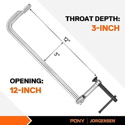 Jorgensen Bar Clamps, 12-Inch Light-duty Drop Forged Steel Bar Clamps for Woodworking and Welding, 2 Pack