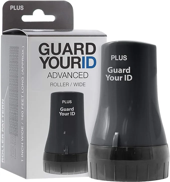 The Original Guard Your ID Wide Advanced Roller 2.0 Identity Theft Prevention Security Stamp Black