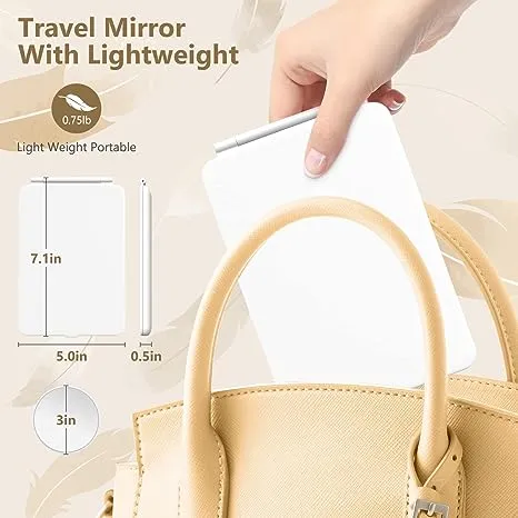 Rechargeable Makeup Mirror for Travel, Vanity Mirror Touch Dimming with 10X Magnifying Mirror, 3 Color Light 80Led, 2000mAh Battery, Portable Ultra Slim Folding Lighted Makeup Mirror, Travel Essential