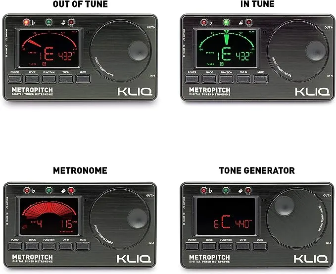 KLIQ MetroPitch Metronome Tuner for All Instruments with Guitar Bass Violin and