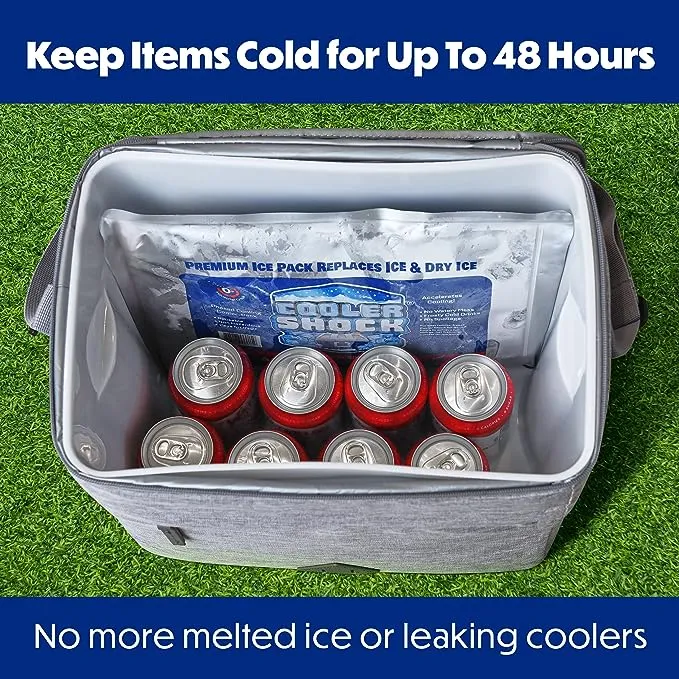 Cooler Shock Ice Packs for Cooler, Strong, Reusable, Premium Ice Pack and Lunch Cooler Set for Long Term Use, Cools Faster Than Ice, 3 PackCooler Shock Ice Packs for Cooler, Strong, Reusable, Pr…