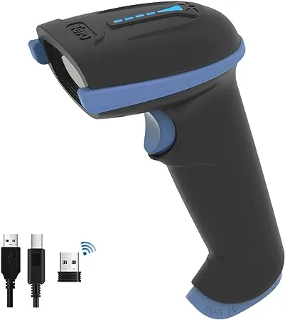 Tera 1D 2D QR Barcode Scanner Wireless and Wired with Battery Level Indicator Digital Printed Bar Code Reader Cordless Handheld Barcode Scanner Compact Plug and Play Model D5100Tera 1D 2D QR Barcode Scanner Wireless and Wired with Battery Level Indicator