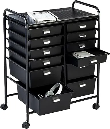 Honey-Can-Do 12 Drawer Rolling Cart Black