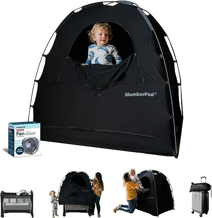 SlumberPod Portable Privacy Pod Blackout with Fan - Black