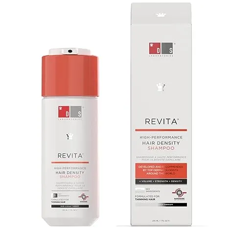 Revita Shampoo für dünner werdendes Haar von DS Laboratories – Volumengebendes, verdickendes Shampoo für Männer und Frauen, unterstützt das Haarwachstum, Haarstärkung, sulfatfrei, 205 ml – Verpackung