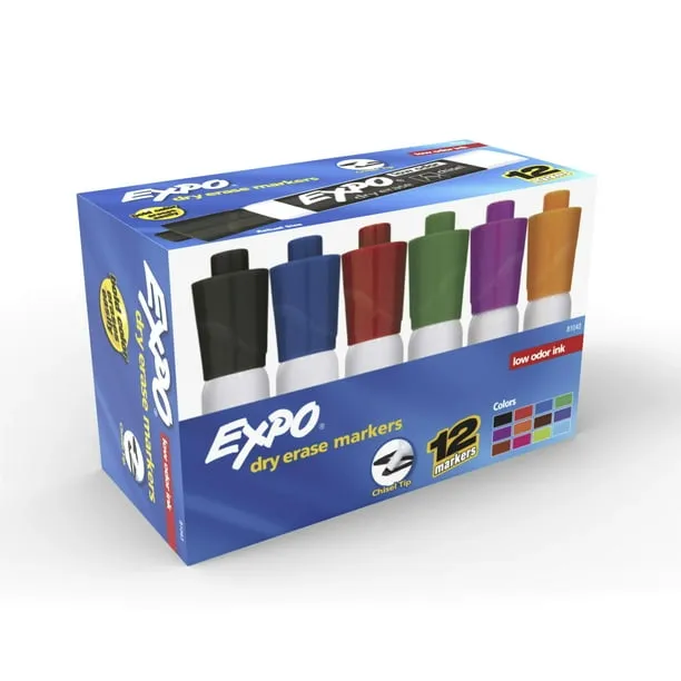 Expo Low Odor Dry Erase Marker, Chisel Tip, Assorted, 16-Set