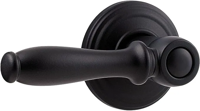 Kwikset Ashfield Dummy Door Handle, Single Sided Lever for Closets, French Double Doors, and Pantry, Venetian Bronze Non-Turning Reversible Interior Push/Pull Lever, with Microban Protection