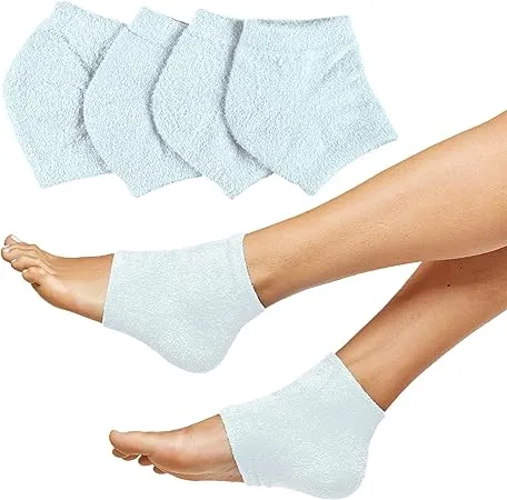 ZenToes Moisturizing Fuzzy Sleep Socks with Vitamin E, Olive Oil and Jojoba Seed Oil to Soften and Hydrate Dry Cracked Heels (Regular, Blue)