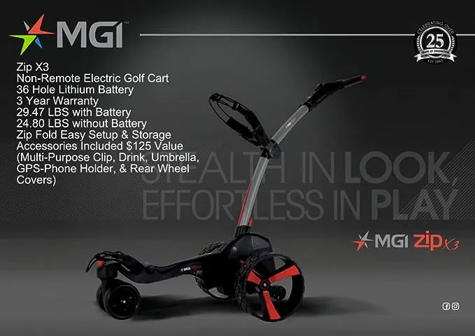 Mgi Chariot électrique Zip X3 avec ensemble d’accessoires