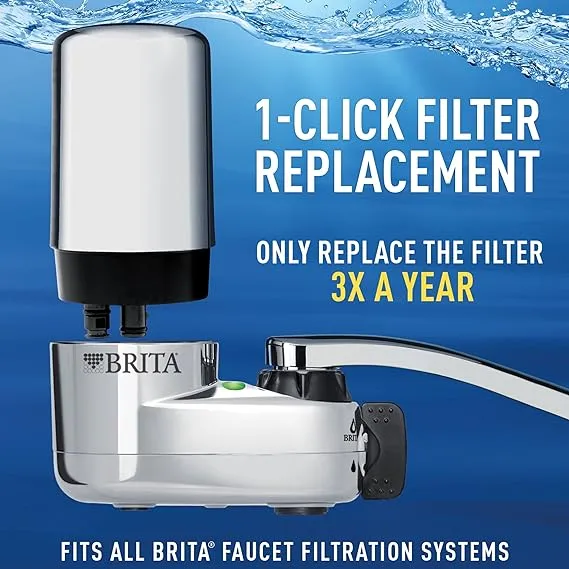 Brita Water Filter for Sink, Faucet Mount Water Filtration System for Tap Water, Reduces 99% of Lead, ChromeBrita Water Filter for Sink, Faucet Mount Water Filtratio…